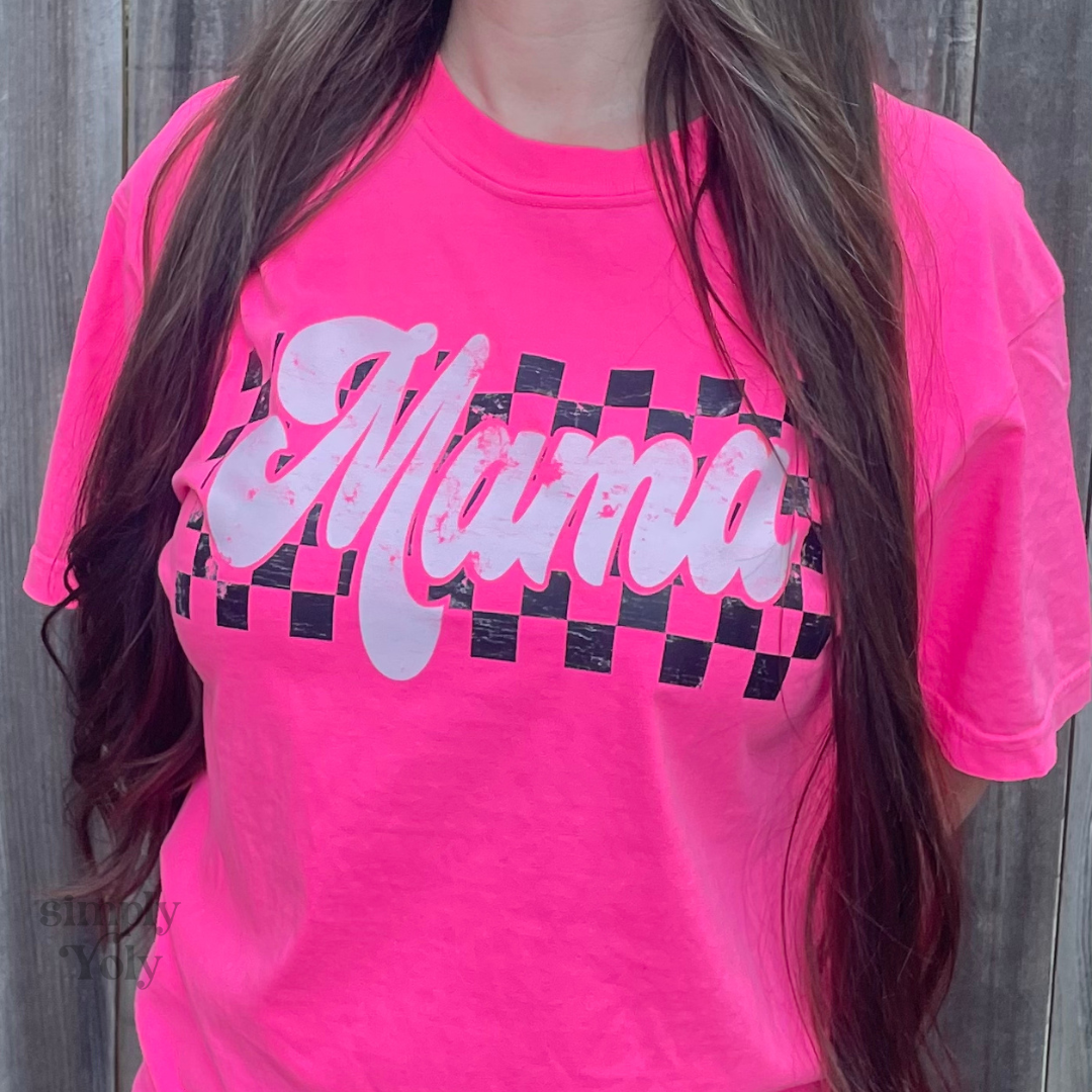 Retro Checkered Mama T-shirt
