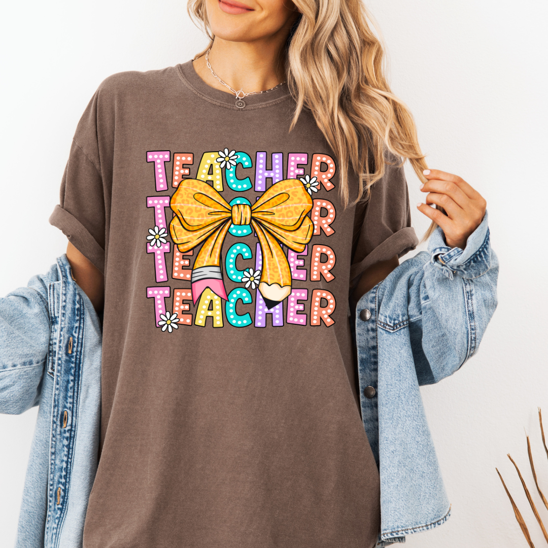 Coquette Teacher T-Shirt- Cute Teacher Tee- Comfort Colors Tshirt
