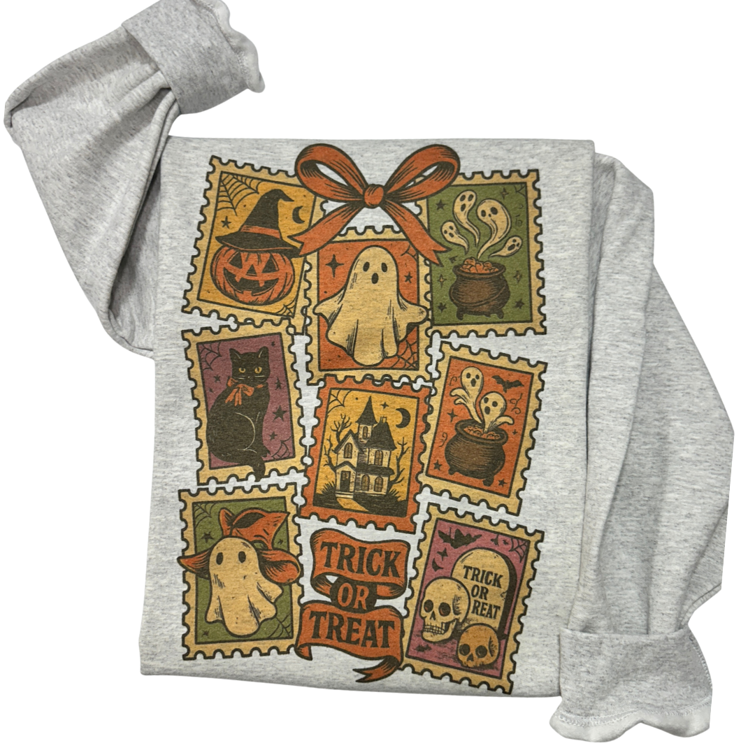 Vintage Halloween Sweatshirt, Halloween Ghost and Cats Sweatshirt, Spooky Season