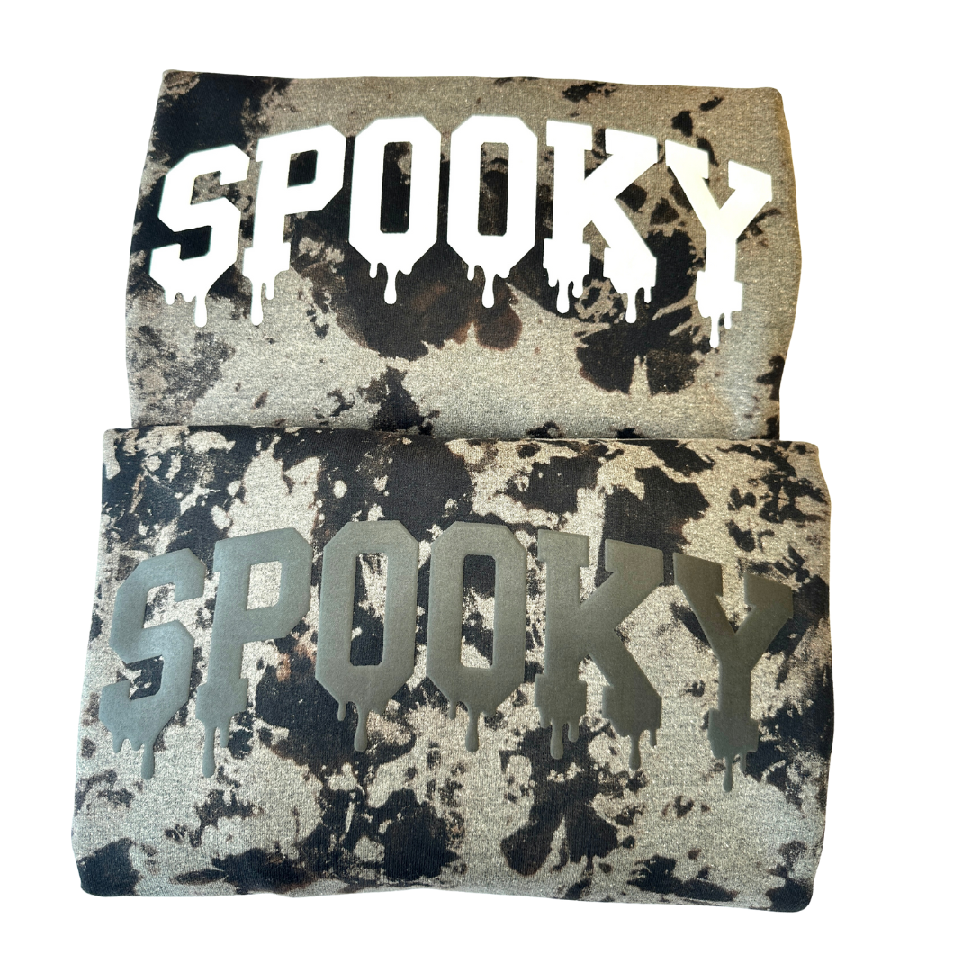 Bleached Spooky Sweatshirt, Puff Halloween Sweatshirt