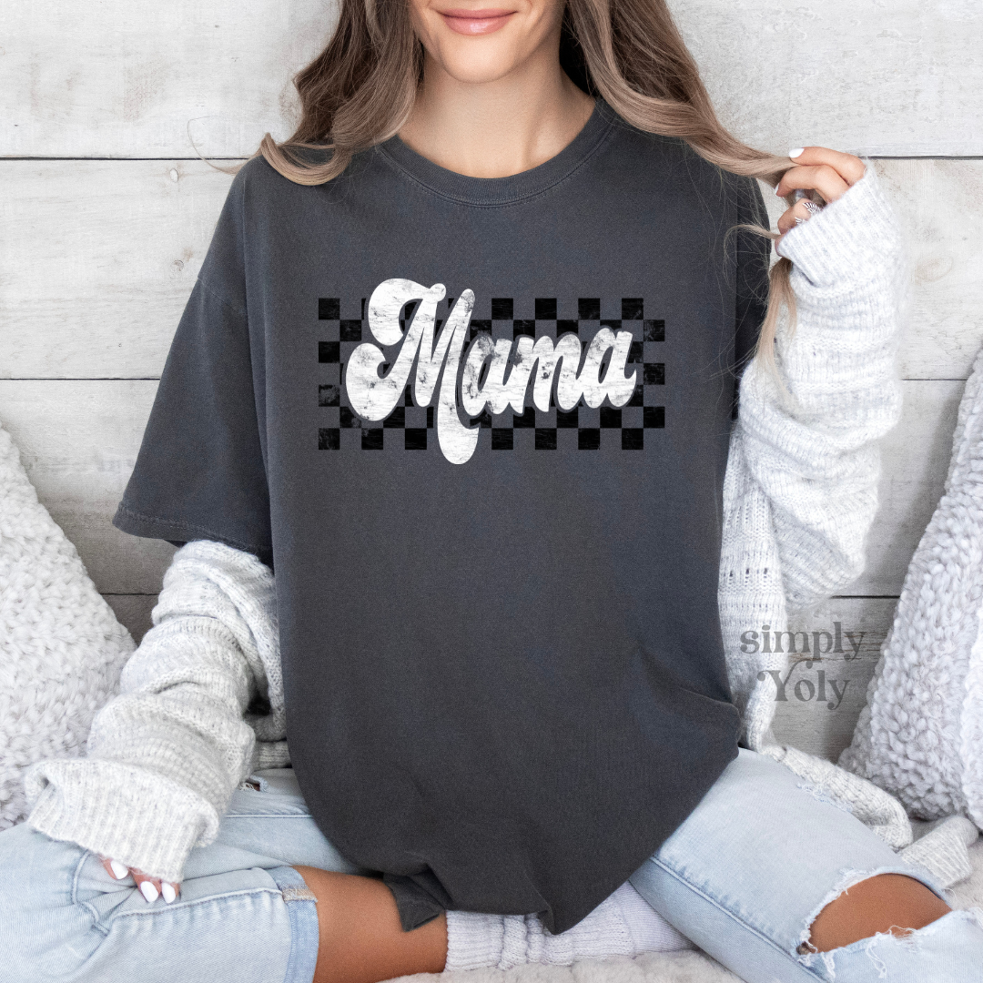 Retro Checkered Mama T-shirt