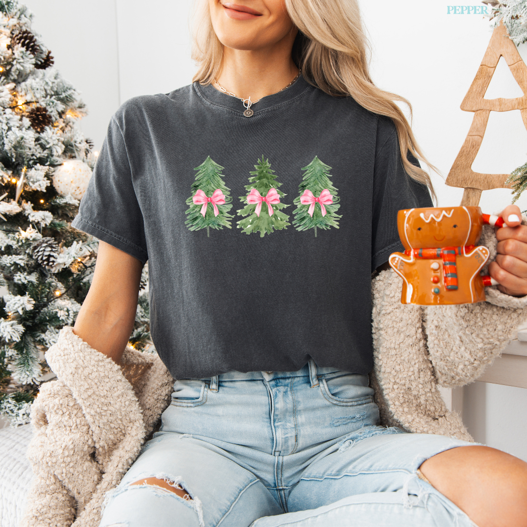 Coquette Christmas Trees Comfort Colors T-Shirt