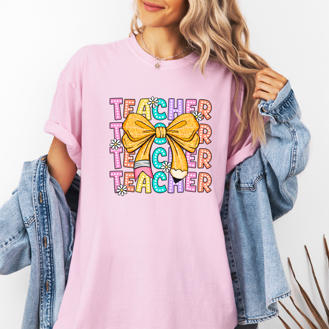 Coquette Teacher T-Shirt- Cute Teacher Tee- Comfort Colors Tshirt