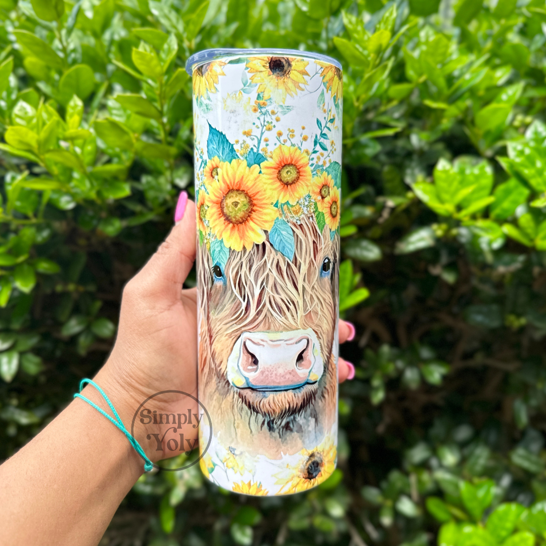 Highland Cow Sunflowers Tumbler