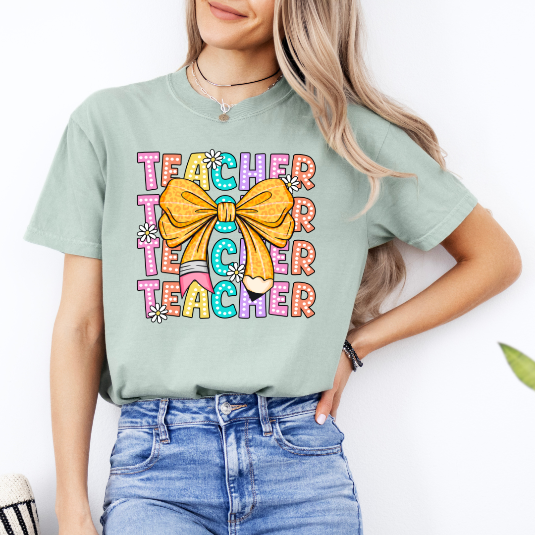 Coquette Teacher T-Shirt- Cute Teacher Tee- Comfort Colors Tshirt