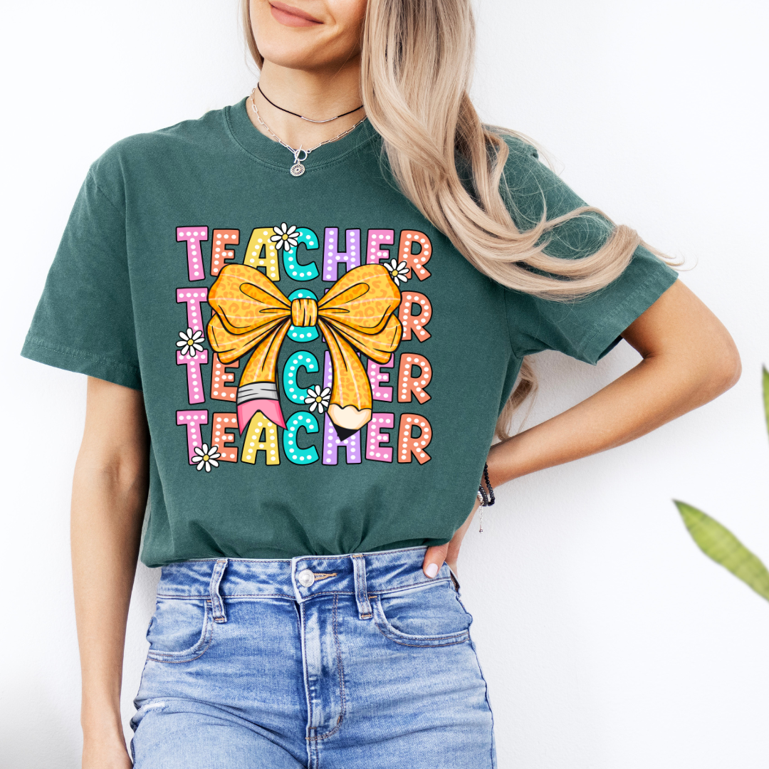 Coquette Teacher T-Shirt- Cute Teacher Tee- Comfort Colors Tshirt