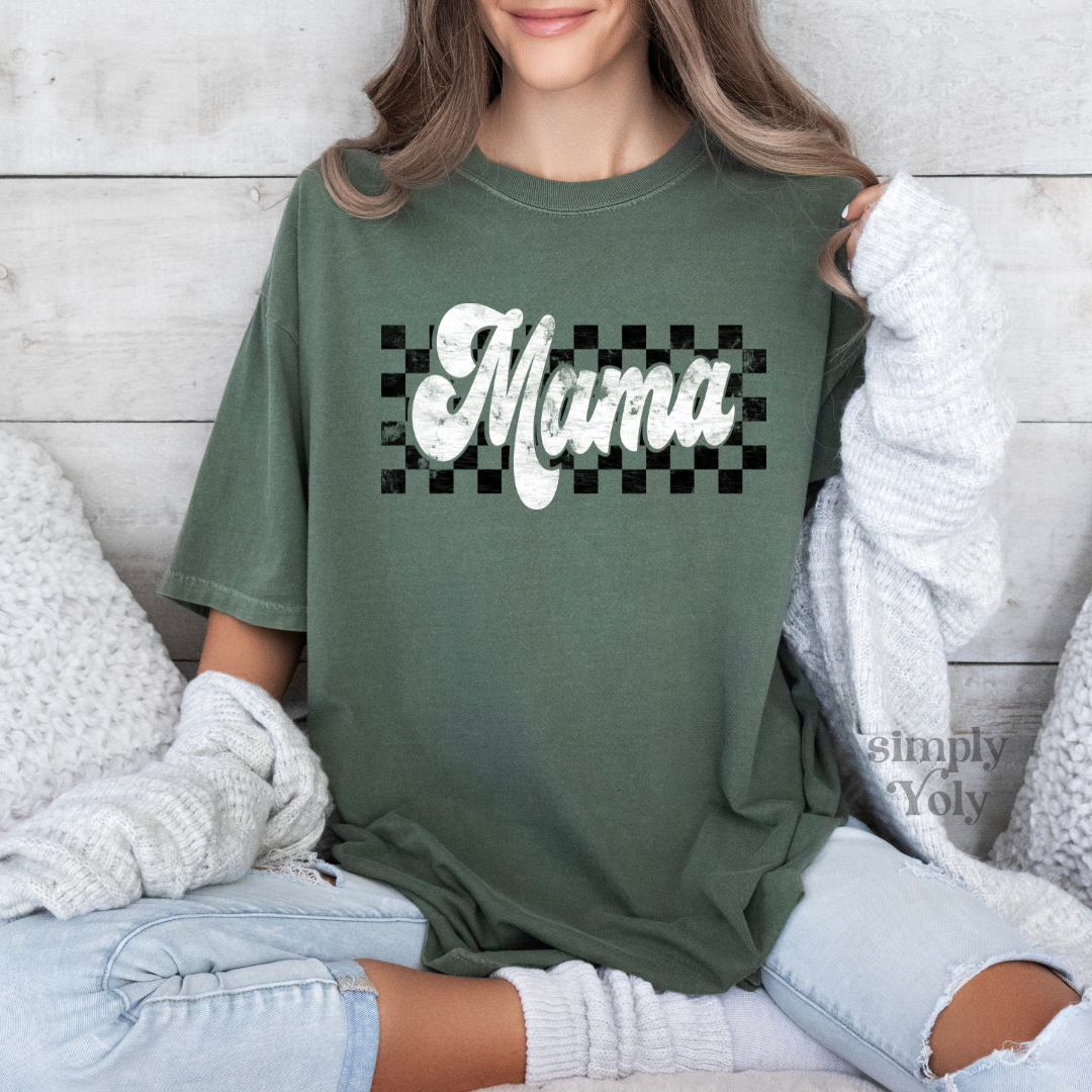 Retro Checkered Mama T-shirt