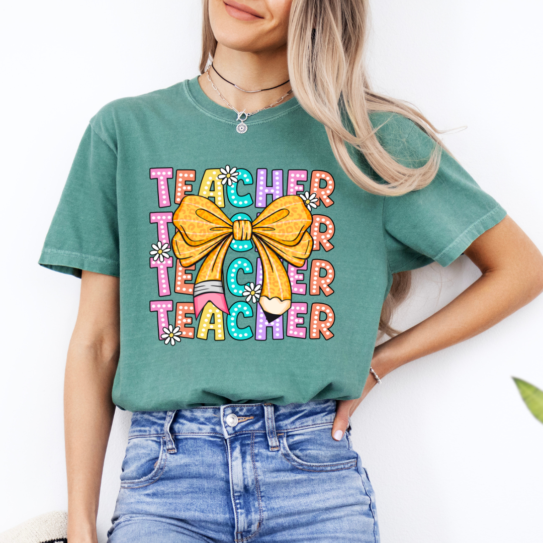 Coquette Teacher T-Shirt- Cute Teacher Tee- Comfort Colors Tshirt