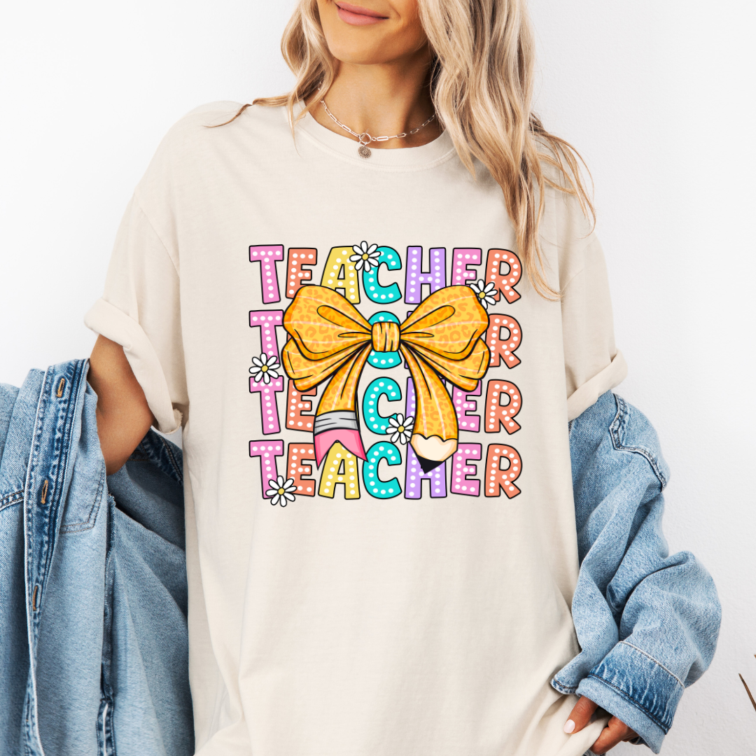 Coquette Teacher T-Shirt- Cute Teacher Tee- Comfort Colors Tshirt
