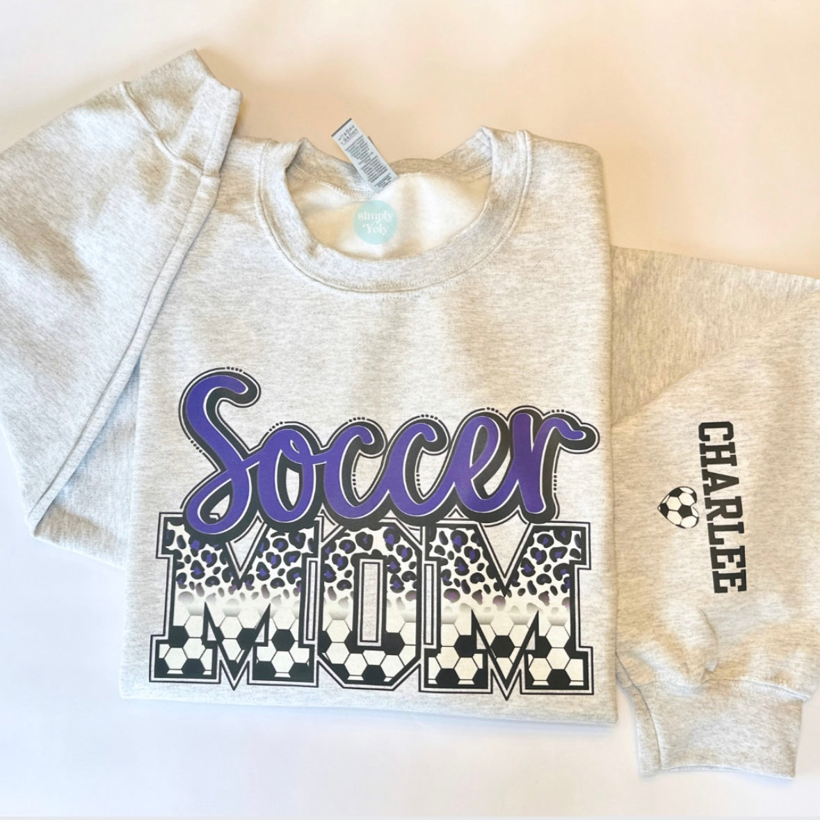 Soccer Mom Sweatshirt With Name on Sleeve
