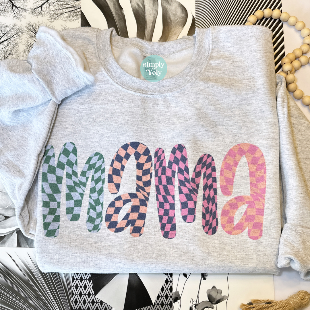 Retro Checkered Mama Sweatshirt
