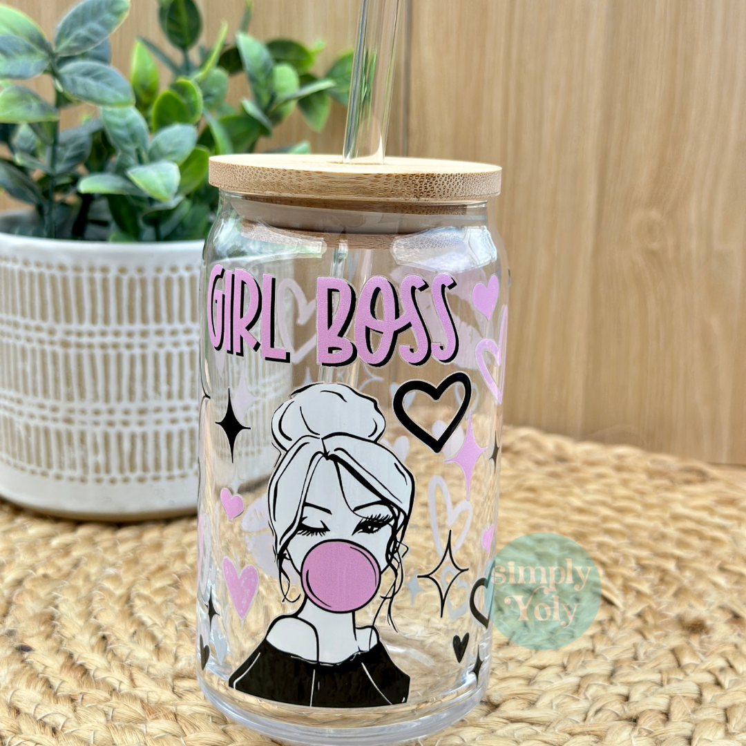 Girl Boss Glass Can
