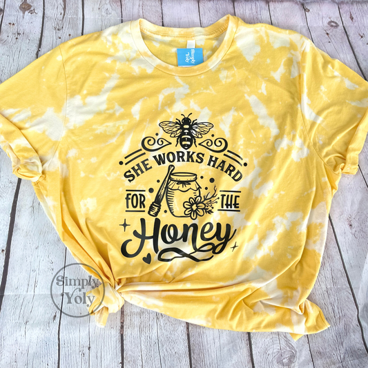 She Works Hard For The Honey Bleached T-shirt