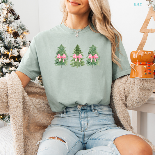 Coquette Christmas Trees Comfort Colors T-Shirt