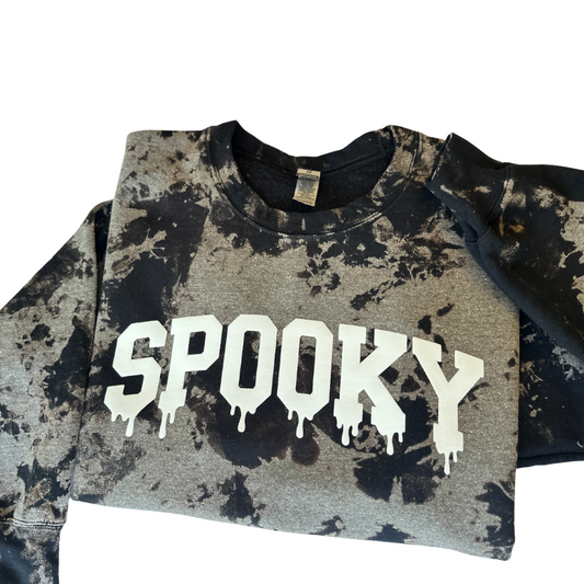 Bleached Spooky Sweatshirt, Puff Halloween Sweatshirt