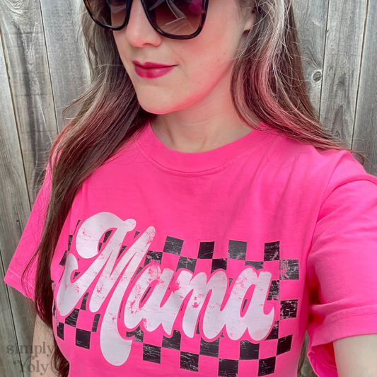 Retro Checkered Mama T-shirt