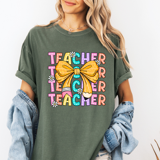 Coquette Teacher T-Shirt- Cute Teacher Tee- Comfort Colors Tshirt