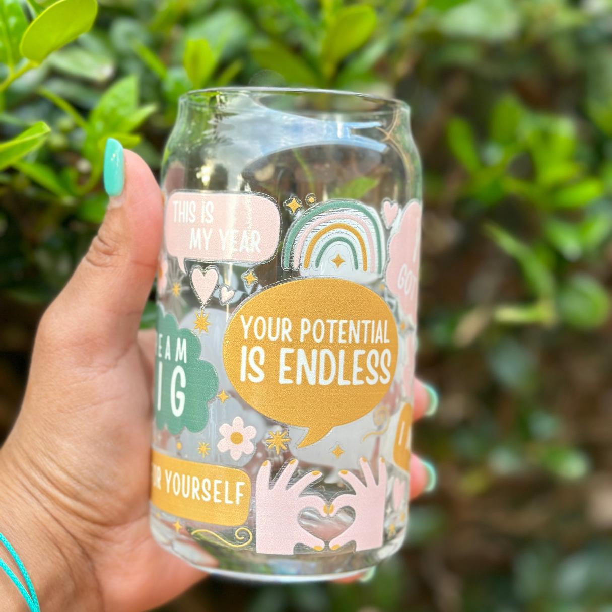 Positive Sayings Glass Can