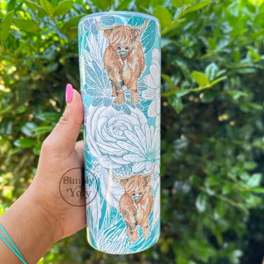 Highland Cow Daisy Tumbler