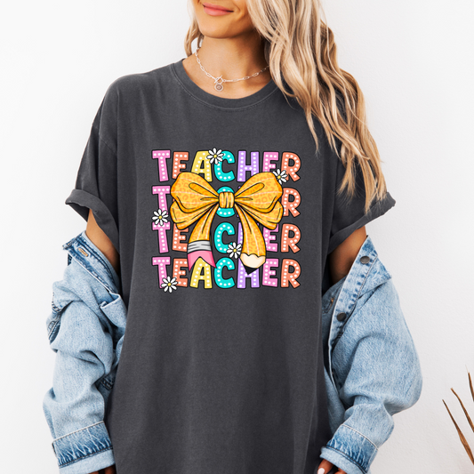 Coquette Teacher T-Shirt- Cute Teacher Tee- Comfort Colors Tshirt