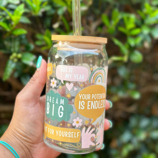 Positive Sayings Glass Can