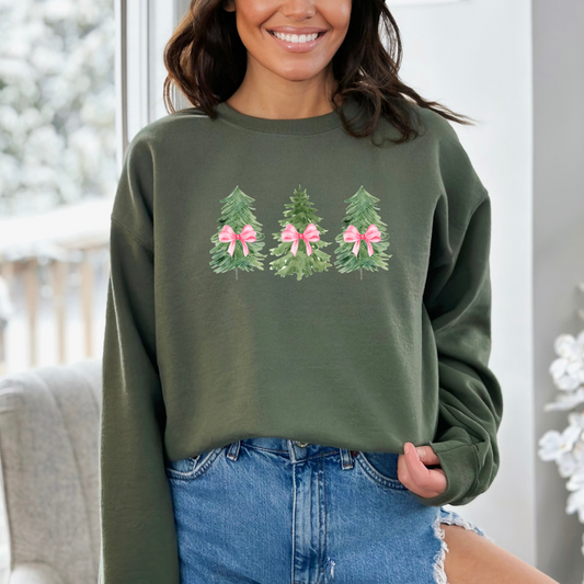 Coquette Christmas Trees Sweatshirt