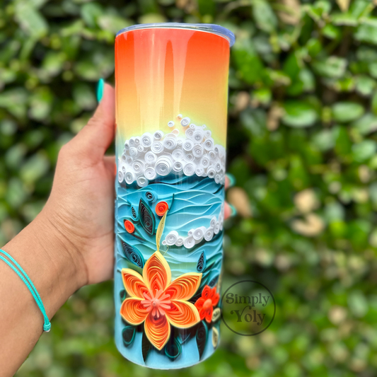3D Surise Beach Tumbler