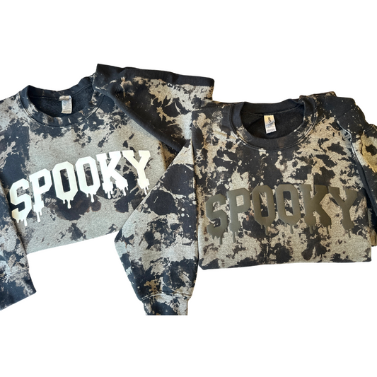 Bleached Spooky Sweatshirt, Puff Halloween Sweatshirt
