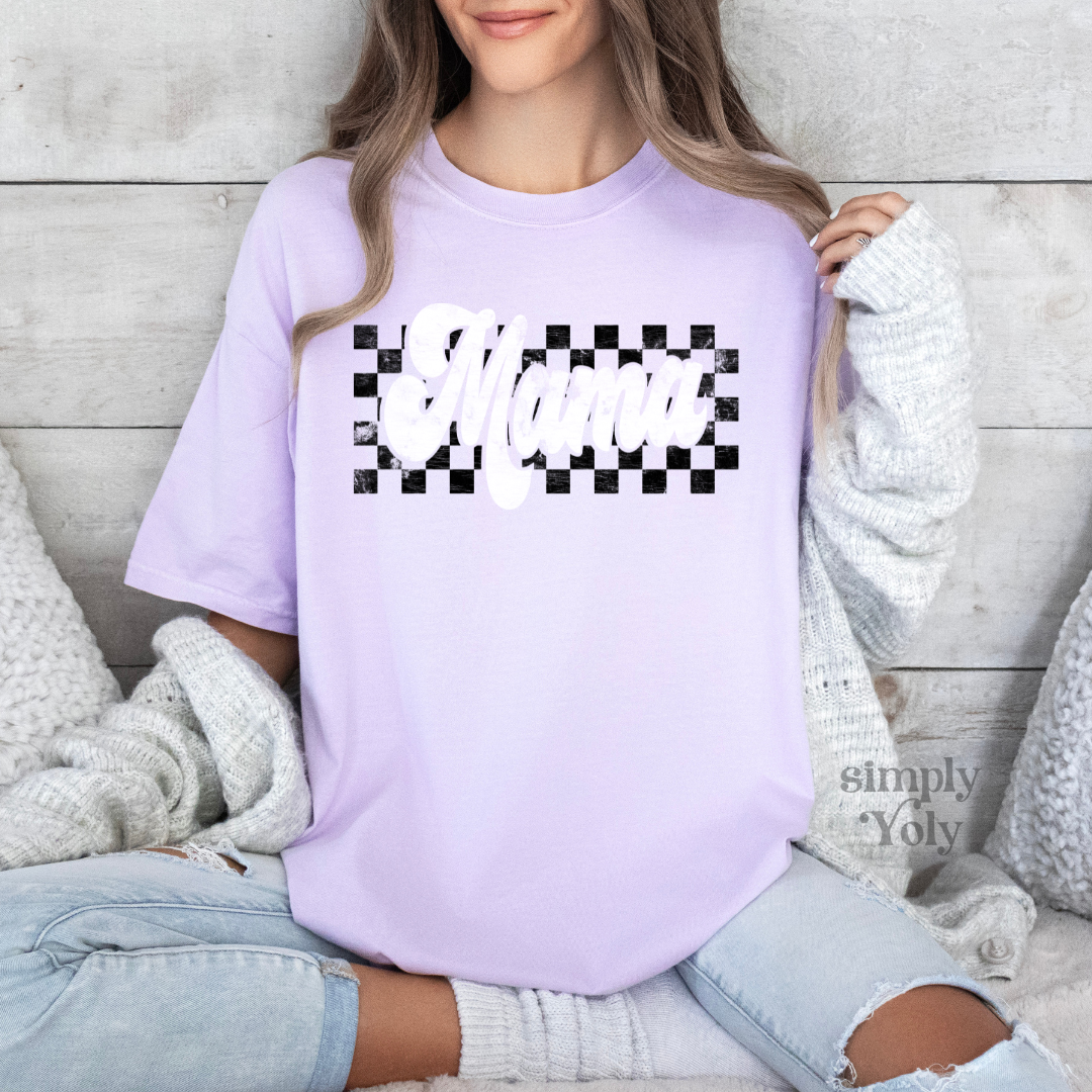 Retro Checkered Mama T-shirt