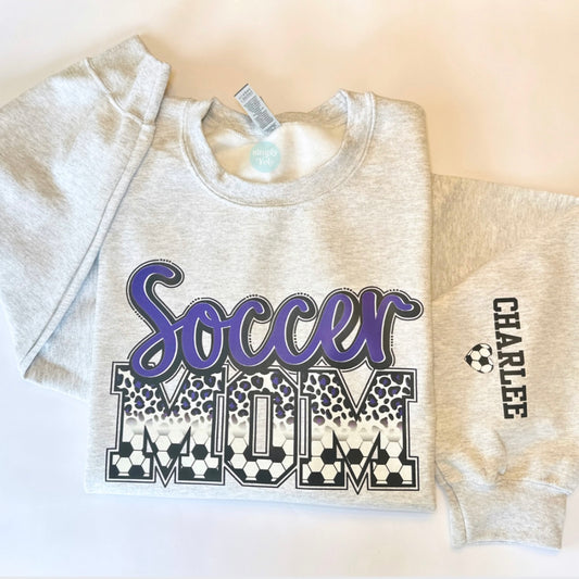 Soccer Mom Sweatshirt With Name on Sleeve