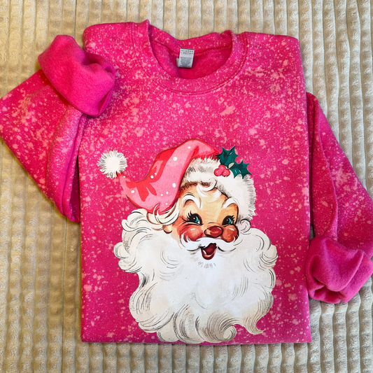 Bleached Retro Pink Santa Sweatshirt