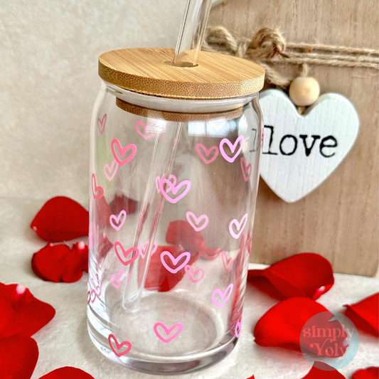 Hearts Valentines Glass Cup