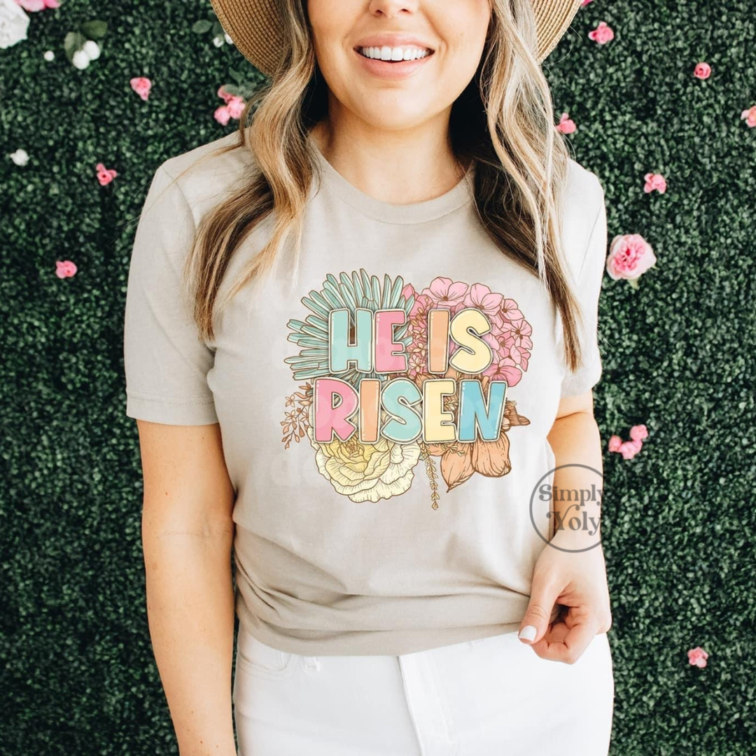 He Is Risen Floral T-shirt