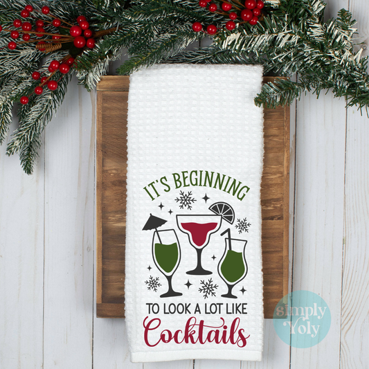 Cocktails Christmas Kitchen Towel