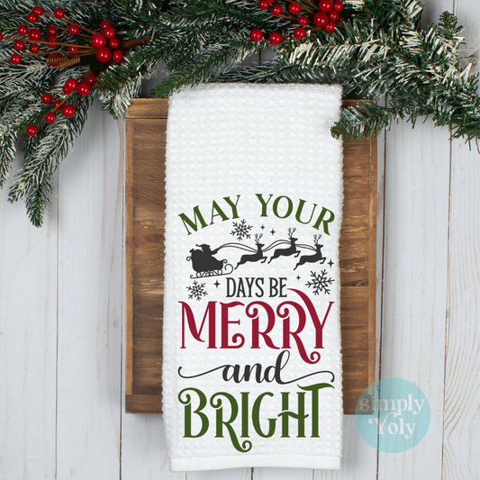 Merry And Bright Christmas Kitchen Towel