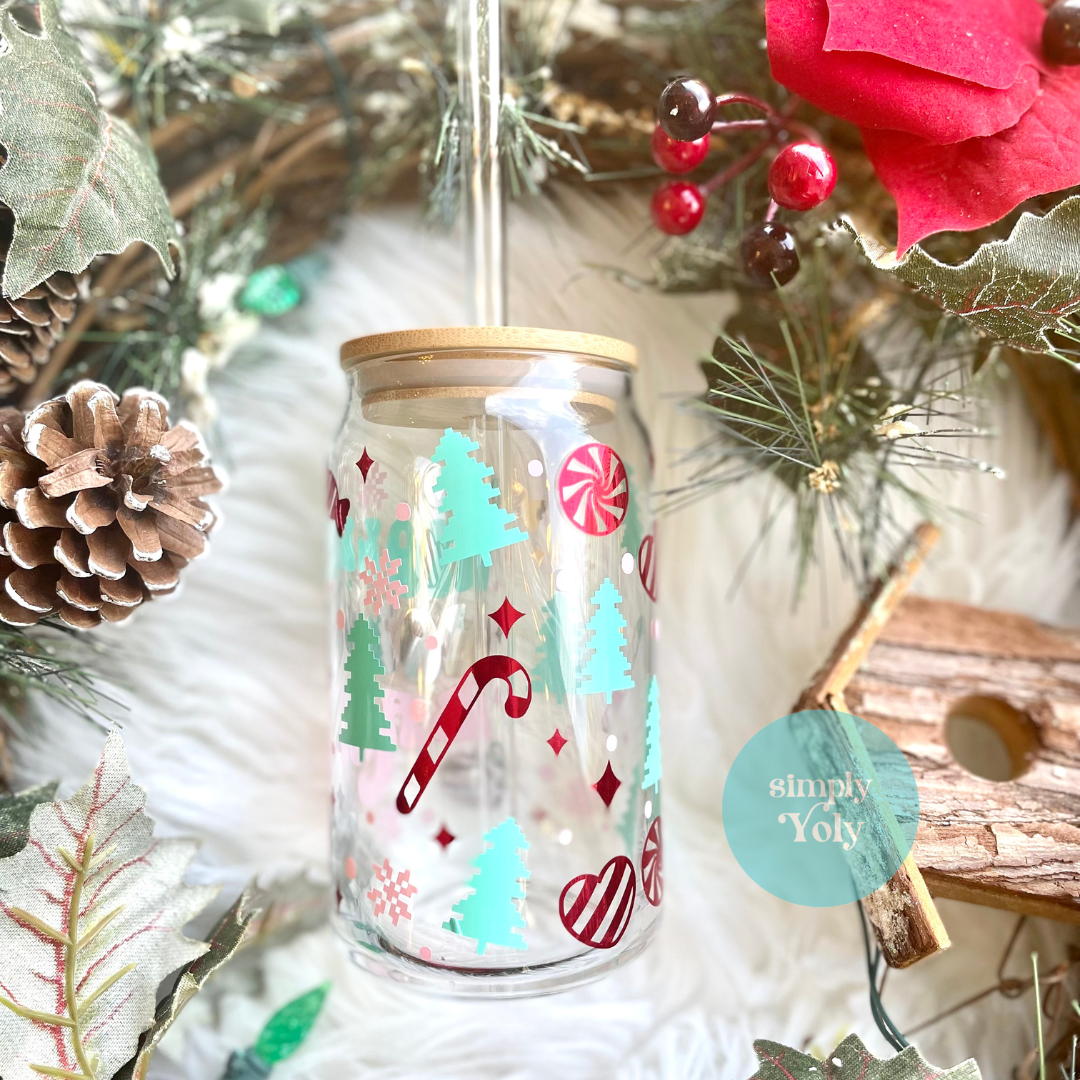 Holly Jolly Babe Glass Can