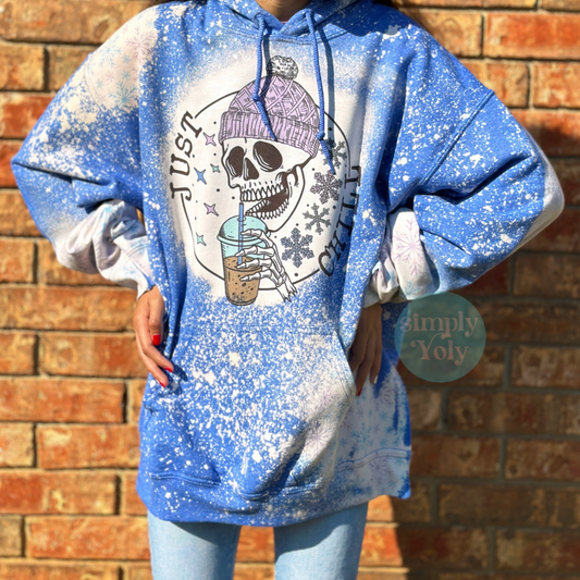 Bleached Just Chill Skull and Snowflakes Hoodie