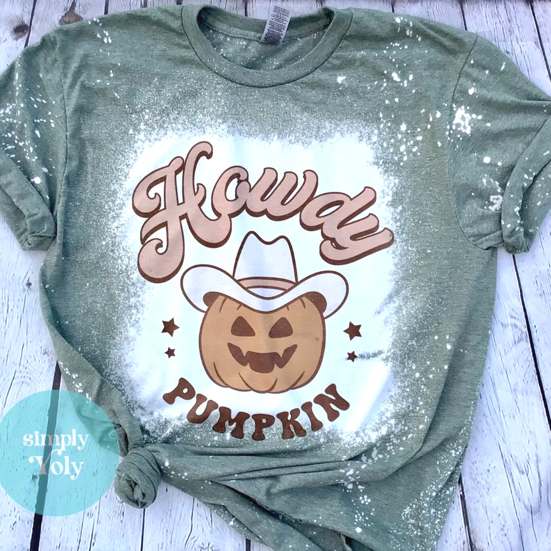 Howdy Pumpkin Fall Bleached T-shirt